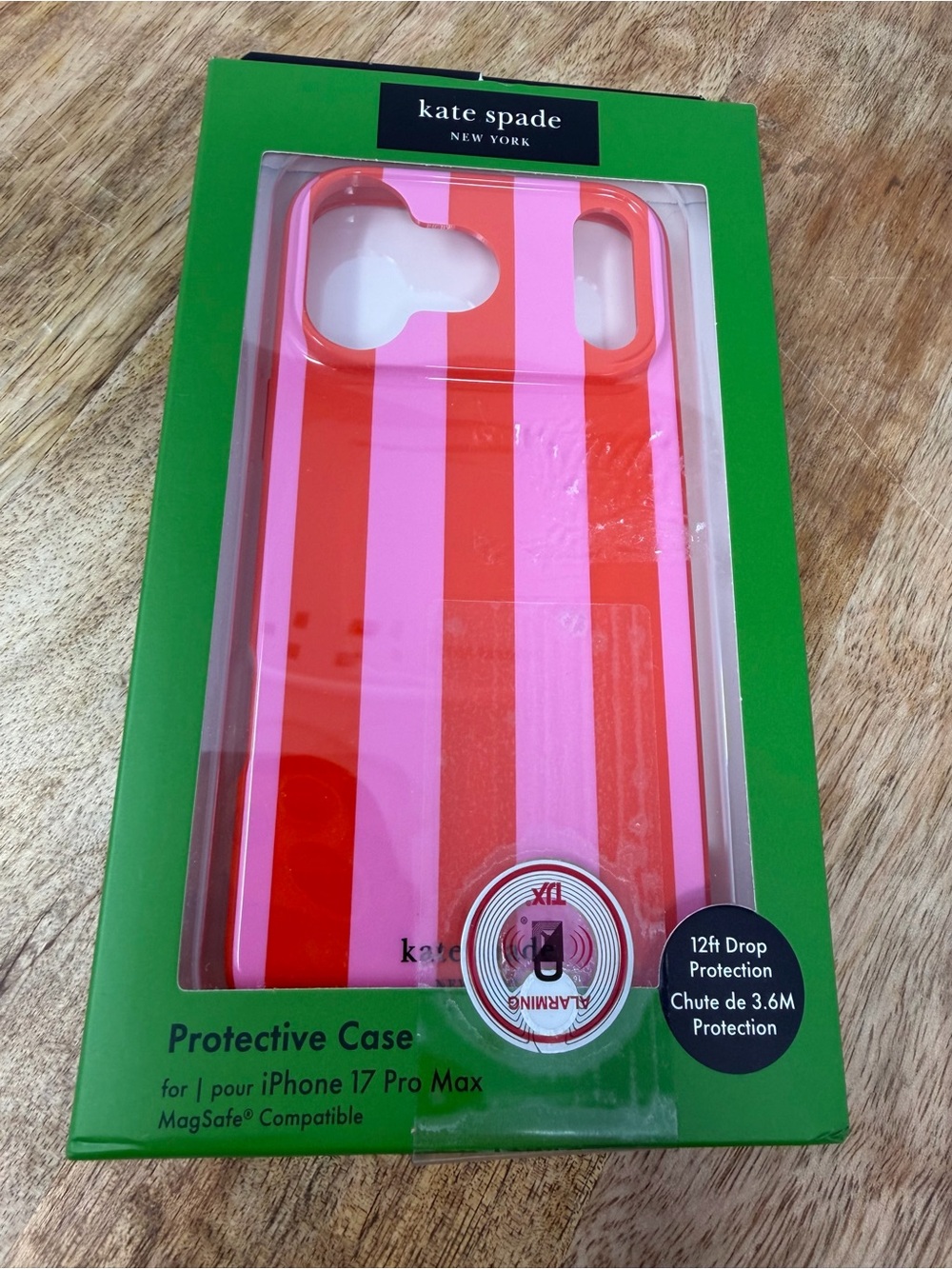 kate spade New York Stripe Rose Coral MagSafe Compatible iPhone 17 Pro Max Case